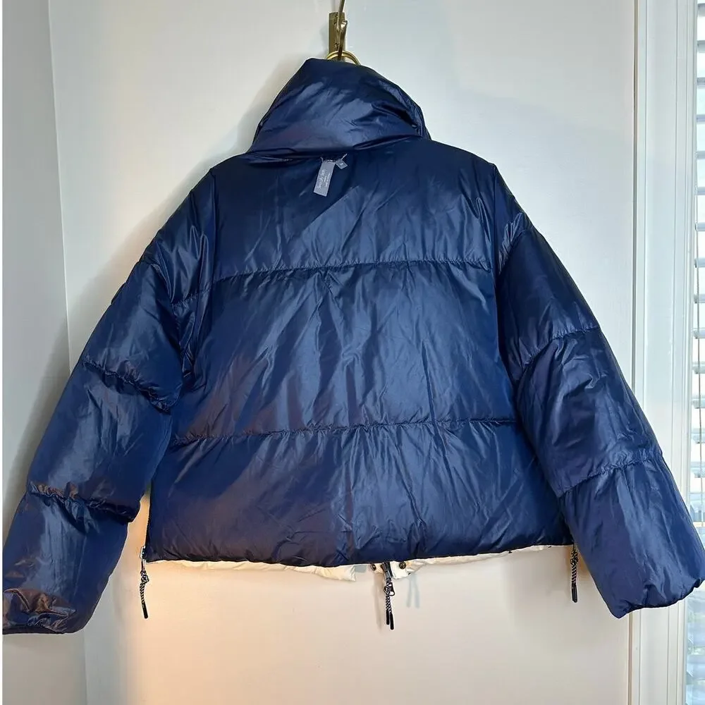 Sweaty Betty Downfall Reversible Puffer Jacket M Navy White